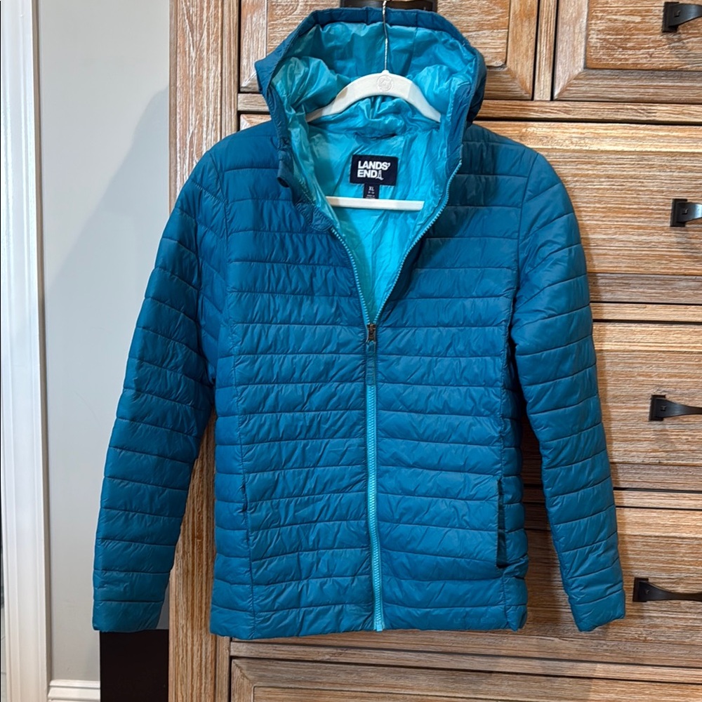 Lands' End Blue Quilted Jacket